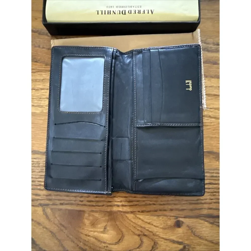 Vintage ALFRED DUNHILL Long Leather Wallet with ID Window - Boxed